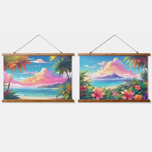 木製トップウォールタペストリー 吊り下げ型タペストリー (ダブル)