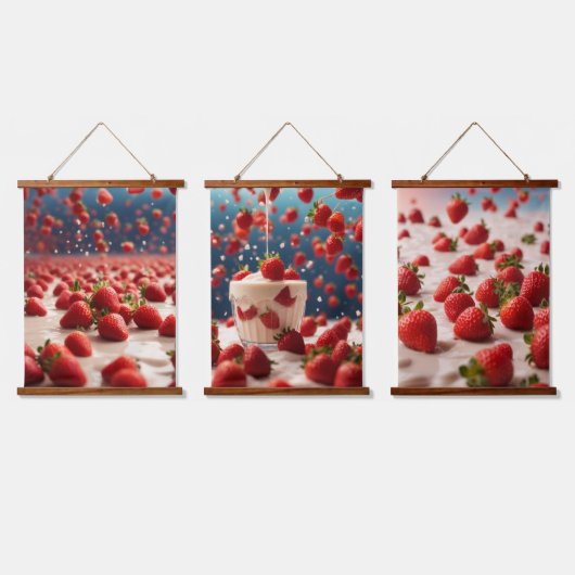 木製トップウォールタペストリー 吊り下げ型タペストリー (トリプル)