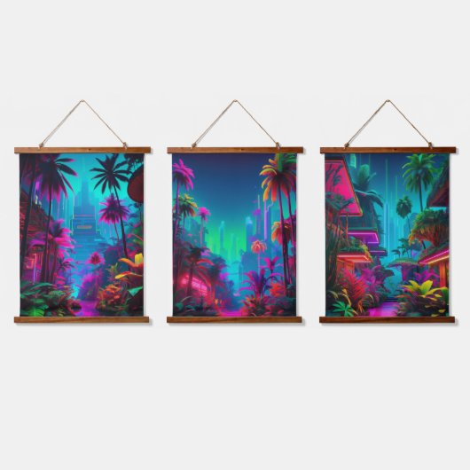 木製トップウォールタペストリー 吊り下げ型タペストリー (トリプル)