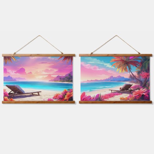 木製トップウォールタペストリー 吊り下げ型タペストリー (ダブル)