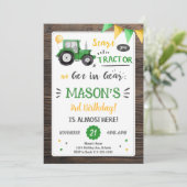 木製トラクター誕生日招待状 招待状 (スタンド正面)