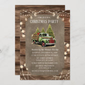 木製トラック素朴クリスマスパーティーディナー 招待状 (正面/裏面)