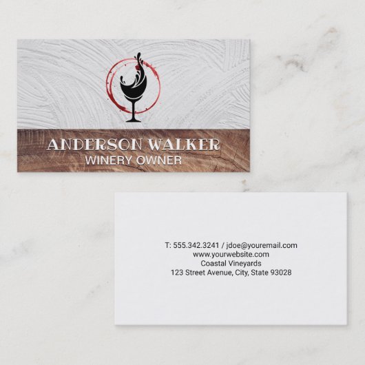 木製トリム |ワイン染色 名刺 (正面/裏面)