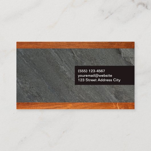 木製トリム |石板背景 名刺 (裏面)