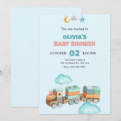 木製トレイントイズベビーシャワー招待状 招待状 (正面/裏面)