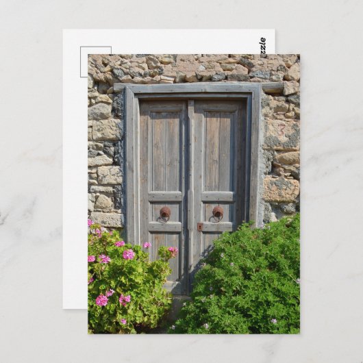 木製ドアのはがきを通して ポストカード (正面/裏面)