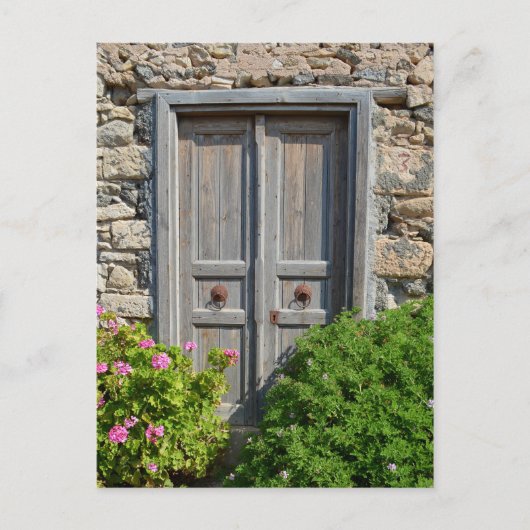 木製ドアのはがきを通して ポストカード (正面)