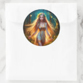 木製ニンフ妖精の女の子金ゴールド明るい森フローラ ラウンドシール (バッグ)