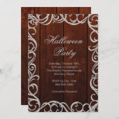 木製ハローウィンパーティ招待状 招待状 (正面/裏面)