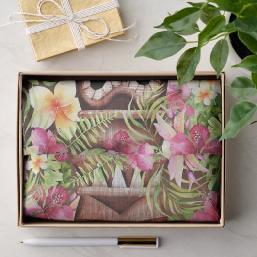 木製ハワイアンティキルアウ（ハワイ式宴会）サマートロピカルパーティー 薄葉紙 (ギフト)