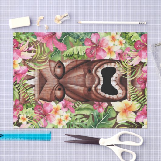 木製ハワイアンティキルアウ（ハワイ式宴会）サマートロピカルパーティー 薄葉紙 (クラフト)