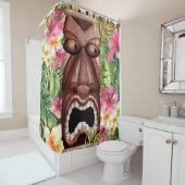 木製ハワイアンティキルアウ（ハワイ式宴会）サマートロピカル シャワーカーテン (インサイチュ)