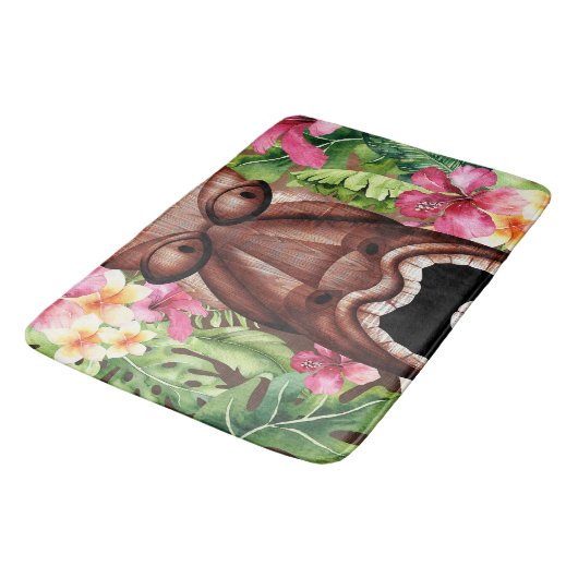 木製ハワイアンティキルアウ（ハワイ式宴会）サマートロピカル バスマット (アングル)