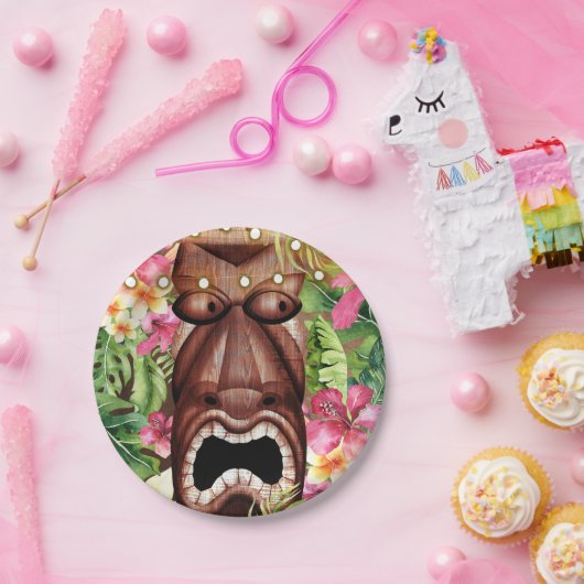 木製ハワイアンティキルアウ（ハワイ式宴会）サマーバースデーパーティー ペーパープレート (パーティー)