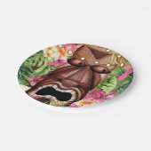 木製ハワイアンティキルアウ（ハワイ式宴会）サマーバースデーパーティー ペーパープレート (アングル)