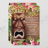 木製ハワイアンティキルアウ(ハワイ式宴会)サマーバースデーパーティー 招待状 (正面/裏面)