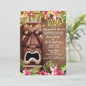 木製ハワイアンティキルアウ（ハワイ式宴会）サマー婚約シャワー 招待状 (スタンド正面)