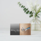 木製ハンドルドア訪問カードデザイン 名刺 (スタンド正面)