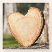木製ハートガラスのコースター ガラスコースター (正面)