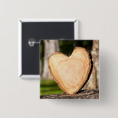 木製ハートボタン 缶バッジ (正面&裏面)