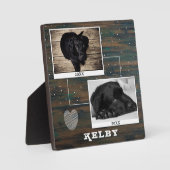 木製ハート型ペット犬写真メモリアル フォトプラーク (正面)