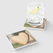 木製ハート ストーンコースター (横)