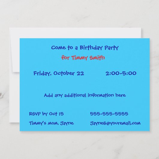 木製バイプレーン招待状 招待状 (裏面)