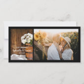 木製バケットとデイジー国たった今結婚しました 案内状 (正面)