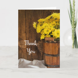 木製バケットと黄色デイジー国ありがとう サンキューカード