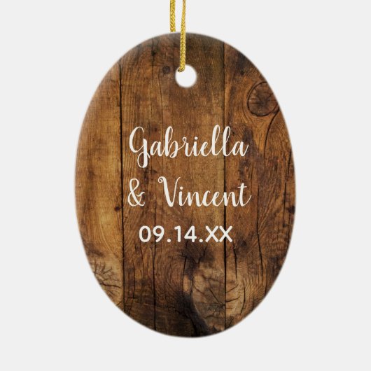 木製バケットイエローデイジー国婚約 セラミックオーナメント (裏面)