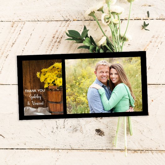 木製バケットデイジーカントリーウェディングサンキュー サンキューカード