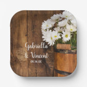 木製バケットホワイトデイジーカントリーバ結婚ンズ ペーパープレート (正面)