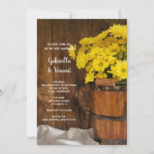 木製バケツと黄色のデイジー カントリーウェディング 招待状 (正面)