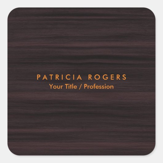 木製バックグラウンドオレンジブラウンプロフェッショナル スクエアシール (正面)