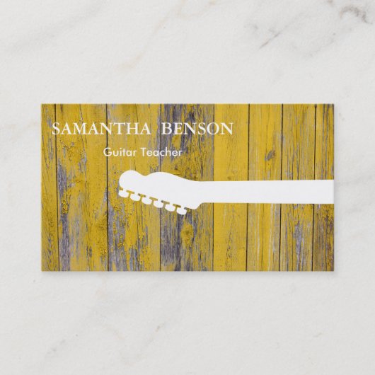木製バックグランドクールギタモダンー先生音楽 名刺 (正面)