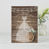 木製バレルブライダルシャワー – ホワイト春フローラ 招待状 (スタンド正面)