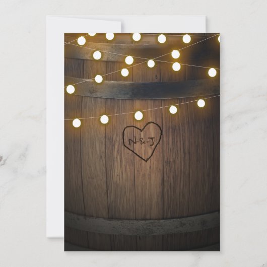 木製バレル彫りハートライト婚約シャワー 招待状 (裏面)