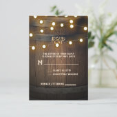 木製バレル彫りハートライト素朴RSVP 出欠カード (スタンド正面)