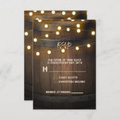 木製バレル彫りハートライト素朴RSVP 出欠カード (正面/裏面)