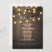 木製バレル彫刻ハートライトブライダルシャワー 招待状 (正面)