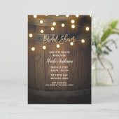 木製バレル彫刻ハートライトブライダルシャワー 招待状 (スタンド正面)