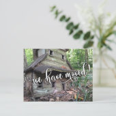 木製バードハウス写真"引っ越しました"通知， 2 案内ポストカード (スタンド正面)