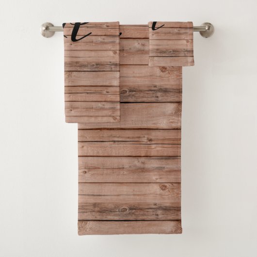 木製パタモダンーン素朴ファームハウスモノグラム バスタオルセット (インサイチュ)