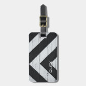木製パネル(白黒の矢印ストライプ付) ラゲッジタグ (正面縦)