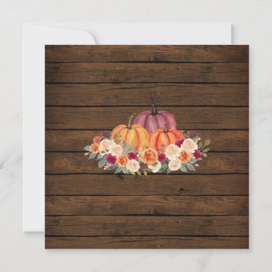 木製パンプキンの秋の収穫パーティー 秋のコミュニティ 招待状 (裏面)