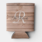 木製パーソナライズされたモノグラ素朴ムクーラーボックス 缶クーラー (正面)