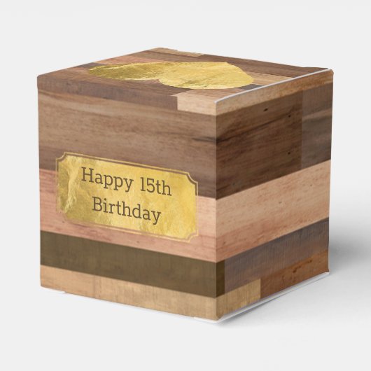 木製パーソナライズされた木材プランク金ゴールドアクセント フェイバーボックス (裏面サイド)