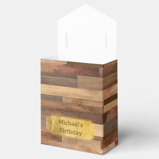 木製パーソナライズされた木材プランク金ゴールドアクセントFav フェイバーボックス (オープン)