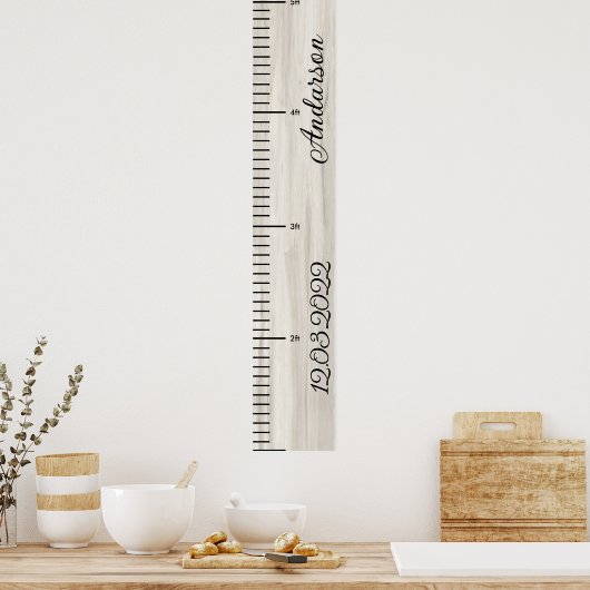 木製パーソナライズされた男の赤ちゃん成長図 ポスター (キッチン)