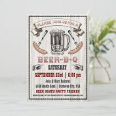 木製ビール・バーベキュー・パーティーの招待状 招待状 (スタンド正面)